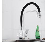 GGYTMQL Grifo de fregadero de cocina para comercialización de granja de barras, grifos de cocina de filtro, múltiples funciones de latón negro 360 gire cocina con toques de mezcla de fregadero de