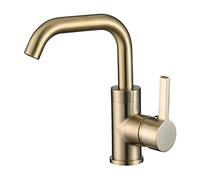 GGYTMQL Grifo de lavabo de baño montada en la pared grifo de hojas de palanca de una sola palanca fría del grifo total (color: oro mate)