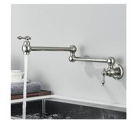 GGYTMQL Grifo de montaje en la pared de cocina, grifo de agua fría dual, de 360 grados giratorios giratorios de cuello plegable (níquel cepillado a)