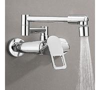 GGYTMQL Grifo de montaje en la pared grifo de latón plegable dual dual dual modo giratorio de montaje de pared grifos de cocina cromado
