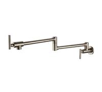 GGYTMQL Grifo de relleno de olla grifo mate de la pared negra del fregadero de cocina montada en el fregadero cepillado con pico oscilante de 24 "con doble articulación (negro mate)