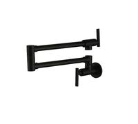 GGYTMQL Grifo de relleno de olla grifo mate de la pared negra del fregadero de cocina montada en el fregadero cepillado con pico oscilante de 24 "con doble articulación (negro mate)