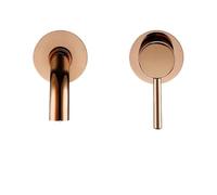 GGYTMQL Grifo mate de cuenca de montaje en pared negra con mango único para el lavabo de baño construcción de latón de agua caliente y fría batidora de oro rosa blanca acabado de gunmetal