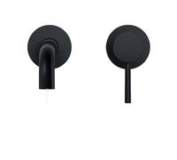GGYTMQL Grifo mate de cuenca de montaje en pared negra con mango único para el lavabo de baño construcción de latón de agua caliente y fría batidora de oro rosa blanca acabado de gunmetal