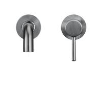 GGYTMQL Grifo mate de cuenca de montaje en pared negra con mango único para el lavabo de baño construcción de latón de agua caliente y fría batidora de oro rosa blanca acabado de gunmetal