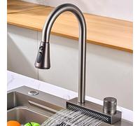 GGYTMQL Grifos de cocina con pulverizador con ducha de cascada de acero inoxidable de acero inoxidable de acero para un solo agujero frío girator