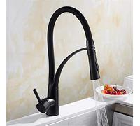 GGYTMQL Grifos de Cocina LED con Grifo de batidora de Goma cromada con aireador para una Manguera de Cocina con Mango hacia Abajo flexibilidad de grúa montada en la Cubierta, con Cromo (Cromo)