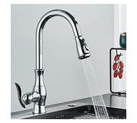 GGYTMQL Grifos de cocina negros mate de color negro con un solo mango de agua fría y caliente grúa para la cocina 360 Rotación Mezcladora de cocina Tap (cromo)