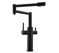 GGYTMQL Grifos de la maceta de la plataforma plegable de la plataforma plegable fregadero del fregadero con brazo oscilante de unión doble estirable, grifo directo para beber, latón dos manijas de un