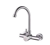 GGYTMQL Grifos de mezcladores de fregadero de Zedaro, grifo de giro de cocina, acero inoxidable de suss en la pared Heat Cold Tube Fregadero de tubo universal Tapas de doble agujero Horizontal Tapón