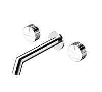 GGYTMQL Grifos del Fregadero, Grifo de baño montado en la Pared, grifos de baño para el Lavabo de 3 Agujeros, Grifo de Lavabo de baño, Toque de batidora de la Cuenca de latón Doble, Grifo del Lavabo