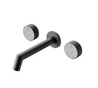 GGYTMQL Grifos del Fregadero, Grifo de baño montado en la Pared, grifos de baño para el Lavabo de 3 Agujeros, Grifo de Lavabo de baño, Toque de batidora de la Cuenca de latón Doble, Grifo del Lavabo