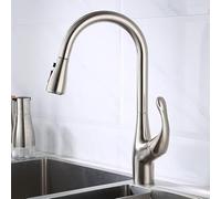 GGYTMQL Grifos Fregadero de cocina Fregadero para barcos de granja comercial, grifos de cocina negra, toque de cocina de mango de un solo mango plateado, toque de agua giratoria de un solo agujero