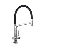 GGYTMQL Grifos purificados de Cocina Mezclador de Filtro de Filtro de rotación fría del Fregadero grúe de Tirar del Grifo con 2 Picos (Negros)