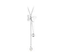 GGYTMQL Hollow Butterfly Pearl Tassel 925 Collar de Cadena de clavícula Hecha a Mano para Mujeres Joyas delicadas