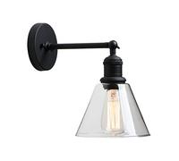 GGYTMQL Iluminación Industrial Loft Bar Cepillado Aplicación de Luces de Pared aplastadas, lámpara de Pared Vintage con Sombra de Vidrio Transparente cónico para el Restaurante Corridor de café del