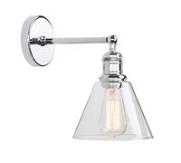 GGYTMQL Iluminación Industrial Loft Bar Cepillado Aplicación de Luces de Pared aplastadas, lámpara de Pared Vintage con Sombra de Vidrio Transparente cónico para el Restaurante Corridor de café del