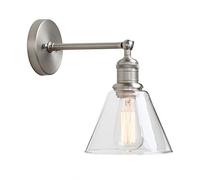 GGYTMQL Iluminación Industrial Loft Bar Cepillado Aplicación de Luces de Pared aplastadas, lámpara de Pared Vintage con Sombra de Vidrio Transparente cónico para el Restaurante Corridor de café del