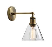 GGYTMQL Iluminación Industrial Loft Bar Fitings de Luces de Pared aplastante, lámpara de Pared Negra Vintage con Sombra de Vidrio Transparente cónico para el Restaurante Corridor de café del