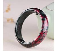 GGYTMQL Jewelery Natural Jade Bangle Pink Black Flower Gemstone Accesorios de Moda con Techo de Mano (Color de la Gema: tamaño 56-58 mm)