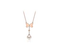 GGYTMQL Joyas/collares con colgante de perlas de agua dulce s925 de 7 a 8 mm, collar redondo blanco con diamantes, joyería a juego para mujer