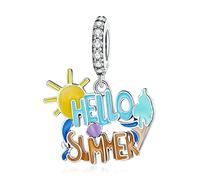 GGYTMQL Joyas, Cuentas de Encanto Solar personalizando Hellow Summer Charm Beads Colgante de Verano para Pulsera y Collar