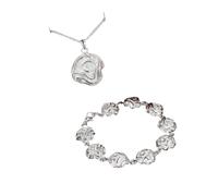 GGYTMQL Joyas Pretty Rose Flower 925 Set de joyería de Plata esterlina Pulsera de Pendientes Collar para Mujeres Farty Fashion Farty Accesorios de Moda Creativo para Mujeres y Hombres Regalo