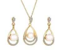 GGYTMQL Joyas Unisex Stainles Stell Elegante Pearl Pearl Pearl Jewelry Jewelry Conjuntos de joyería de Boda Collares de Color Plateado/Pendientes Fashion Fashion Trendy Gift Creative Gift For Women