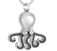 GGYTMQL Joyería Cremación Collar de Urna Conmemorativa con Forma de Pulpo para Mujeres, Hombres, Urnas de Cremación para Mascotas, Joyería de Recuerdo, Soporte para Cenizas