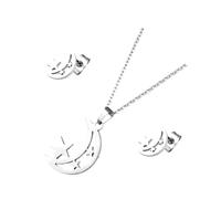GGYTMQL Juego de 1 colgante y pendientes en forma de luna para mujer, joyas duraderas para cumpleaños, bodas, festivales y fiestas, diseño elegante de estrella y luna para el desgaste diario