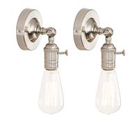 GGYTMQL Juego de 2 Industrial Vintage Loft Coffee Bar Kitchen Malet Wall Wall Light Light Edison Lámpara de Pared Corredor Luces de Pared (Cromo)