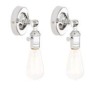 GGYTMQL Juego de 2 Industrial Vintage Loft Coffee Bar Kitchen Malet Wall Wall Light Light Edison Lámpara de Pared Corredor Luces de Pared (Cromo)