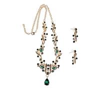 GGYTMQL Juego de 3 piezas de joyería nupcial con diamantes de imitación, collar y aretes, estilo vintage para vestido de novia de mujer