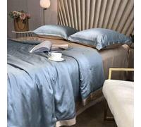 GGYTMQL Juego de colchas King Size, 4 Piezas Ligero de Ropa de Cama de edredones de Verano, Cama Suave de Lujo con 2 simulacros de Almohadas, Colcha ultrasónica Transpirable para la Cama G-1.8m