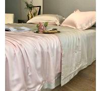 GGYTMQL Juego de colchas King Size, 4 Piezas Ligero de Ropa de Cama de edredones de Verano, Cama Suave de Lujo con 2 simulacros de Almohadas, Colcha ultrasónica Transpirable para la Cama G-1.8m