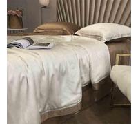 GGYTMQL Juego de colchas King Size, 4 Piezas Ligero de Ropa de Cama de edredones de Verano, Cama Suave de Lujo con 2 simulacros de Almohadas, Colcha ultrasónica Transpirable para la Cama G-1.8m