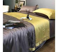 GGYTMQL Juego de colchas King Size, 4 Piezas Ligero de Ropa de Cama de edredones de Verano, Cama Suave de Lujo con 2 simulacros de Almohadas, Colcha ultrasónica Transpirable para la Cama G-1.8m