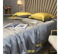 GGYTMQL Juego de colchas King Size, 4 Piezas Ligero de Ropa de Cama de edredones de Verano, Cama Suave de Lujo con 2 simulacros de Almohadas, Colcha ultrasónica Transpirable para la Cama G-1.8m