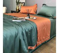 GGYTMQL Juego de colchas King Size, 4 Piezas Ligero de Ropa de Cama de edredones de Verano, Cama Suave de Lujo con 2 simulacros de Almohadas, Colcha ultrasónica Transpirable para la Cama G-1.8m