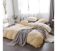 GGYTMQL Juego de Cubierta década de Franela de Terciopelo de Invierno, Tejido de Ropa de Cama de 4 Piezas de Punto de Punto de Cable, Cubierta de edredón cálido Ultra Suave con Lazos de Esquina-B