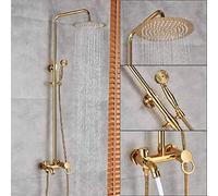 GGYTMQL Juego de ducha con sistema de ducha dorado, grifo de una sola manija, ducha de lluvia de 8 pulgadas con ducha de mano, sistema de ducha de baño, grifo dorado A