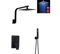 GGYTMQL Juego de ducha negro para grifo de baño, brazo de ducha de pared, mezclador de mano con cabezal de ducha Rian de 8 pulgadas