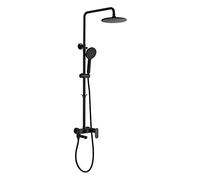 GGYTMQL Juego de grifos de ducha de latón negro para baño, cabezal de ducha redondo, montado en la pared