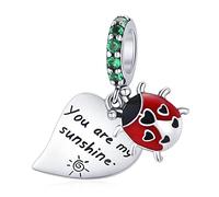 GGYTMQL Ladybug Charm, Eres mi Colgante de Hojas de Sol para el Brazalete de Brazalete, Joyas de Bricolaje