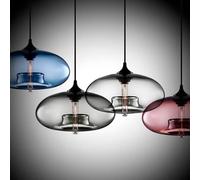 GGYTMQL Lámpara de lámpara de araña Moderna LED, Colgante de Vidrio Colorido luz de Vidrio Retro Industrial de Vidrio Transparente (Azul)