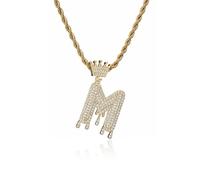 GGYTMQL Letras de la lágrima de la Corona de Moda New Hip Hop 26 Collar Colgante Joyería de Punk Chapado Real