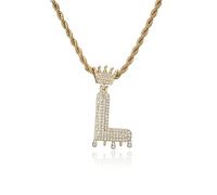 GGYTMQL Letras de la lágrima de la Corona de Moda New Hip Hop 26 Collar Colgante Joyería de Punk Chapado Real