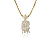 GGYTMQL Letras de la lágrima de la Corona de Moda New Hip Hop 26 Collar Colgante Joyería de Punk Chapado Real