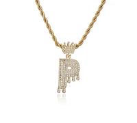 GGYTMQL Letras de la lágrima de la Corona de Moda New Hip Hop 26 Collar Colgante Joyería de Punk Chapado Real