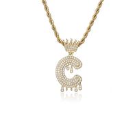 GGYTMQL Letras de la lágrima de la Corona de Moda New Hip Hop 26 Collar Colgante Joyería de Punk Chapado Real